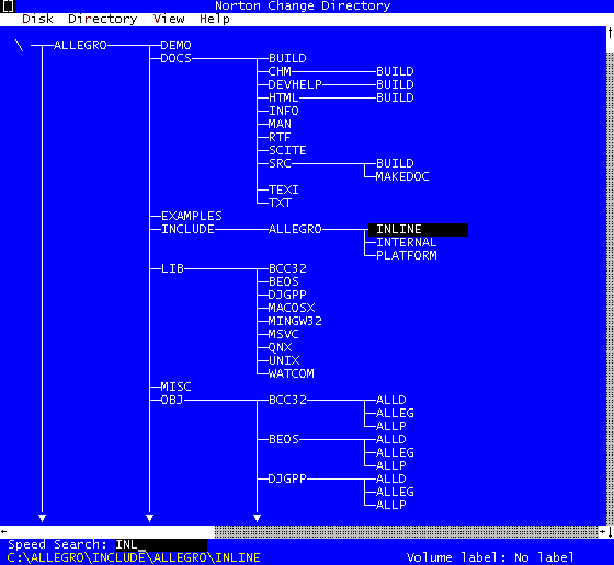 Norton Change Directory (tree), version 8.0.25E, 1994 (last version)